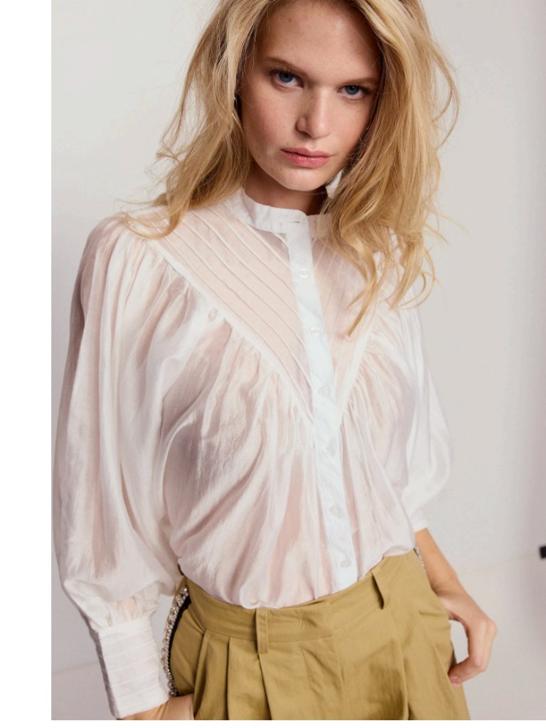 The Shirt By Rochelle Behrens The Shiv Peasant Ruffled Shirt White Sz Xs — image 2 of 8